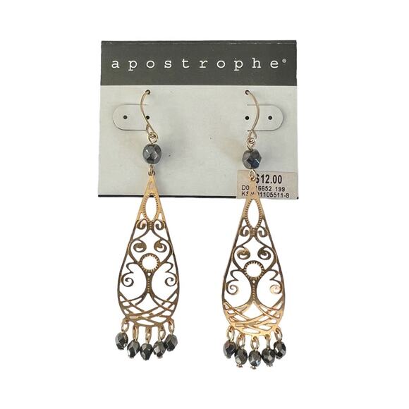 Y2K apostrophe laser cut gold tone boho indie dangle earrings - Picture 1 of 2